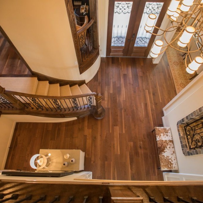 Aerial view of an elegant entryway interior design