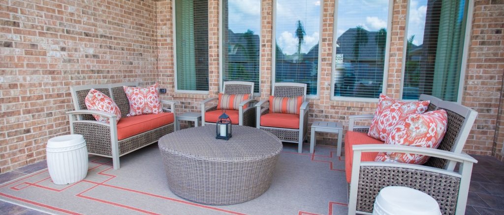 Orange and gray outdoor patio design