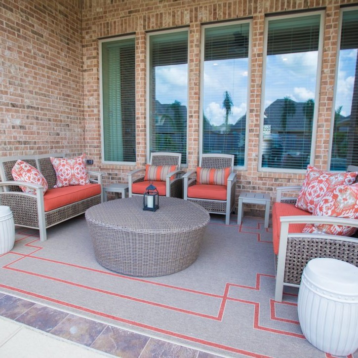 Orange and gray outdoor patio design