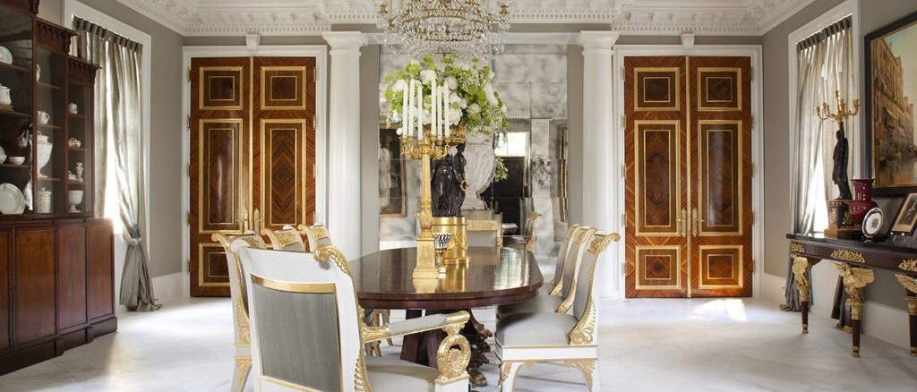 White and gold ornate foyer interior design