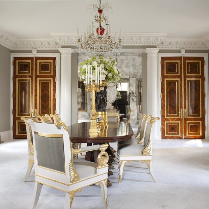 White and gold ornate foyer interior design