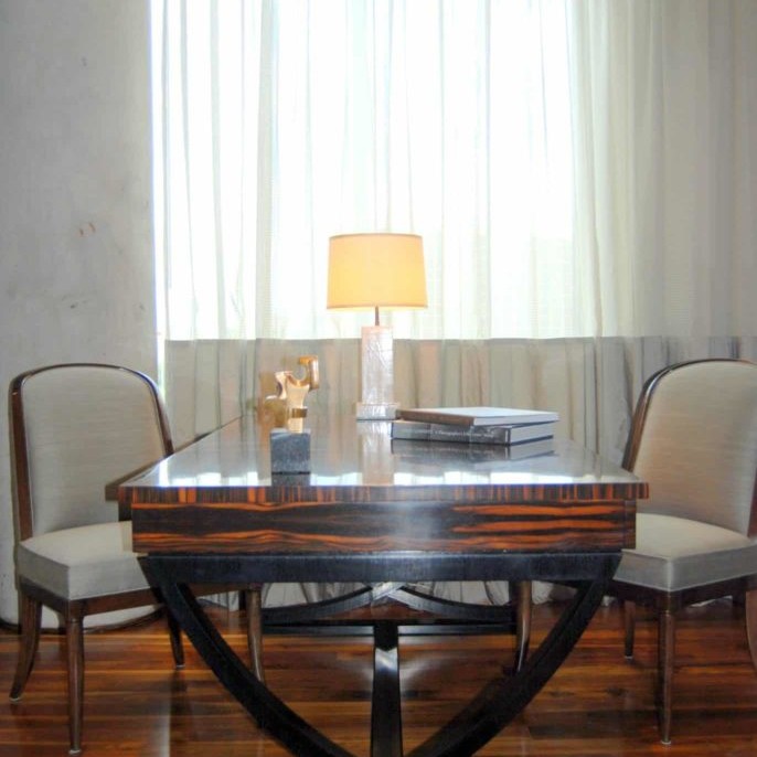 Study room interior design with white and wood tones