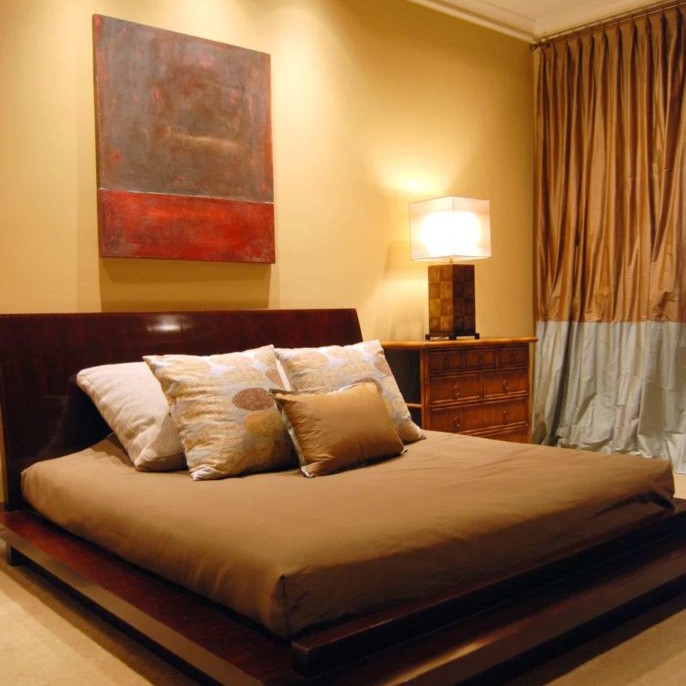 Warm-toned bedroom design