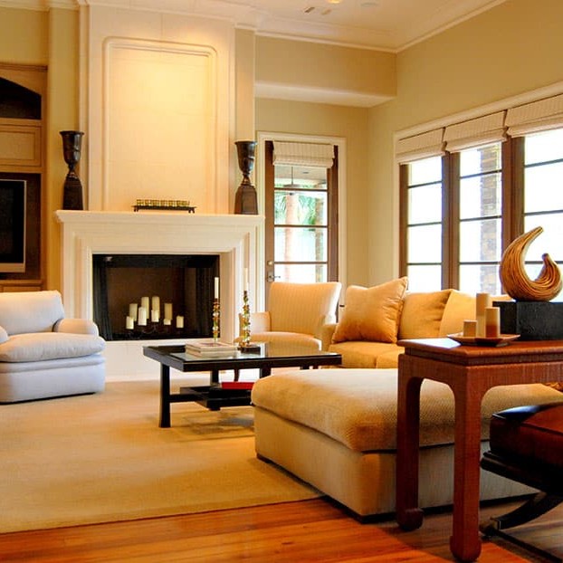 Beige and tan living room interior design