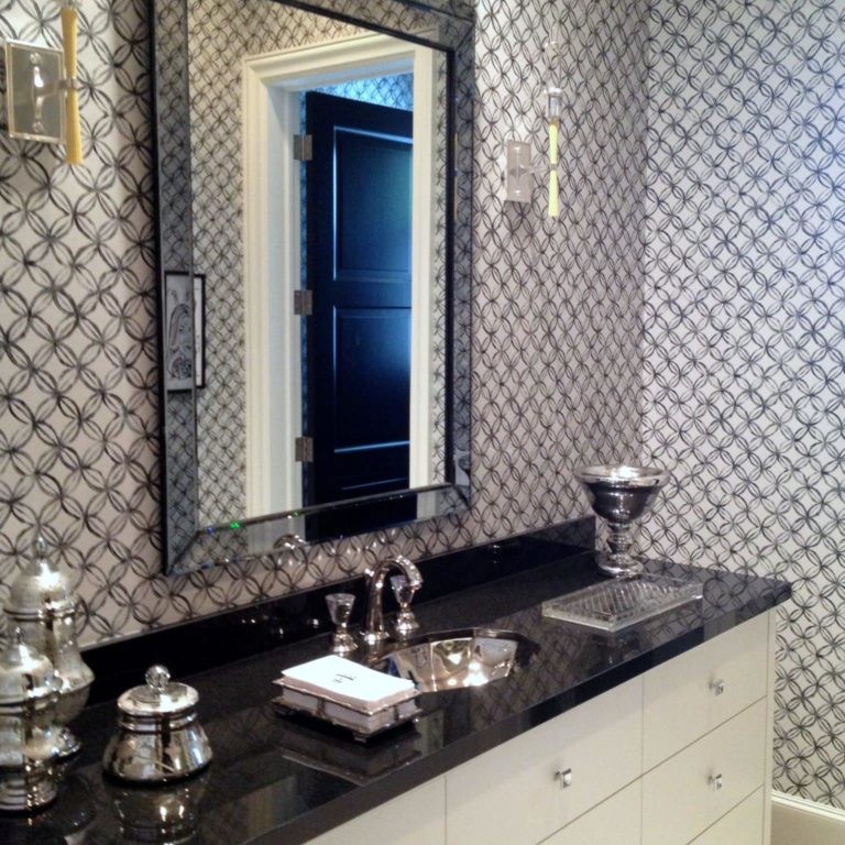 Black and white bathroom interior design
