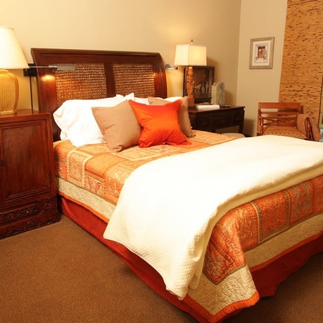 Warm-toned bedroom interior design