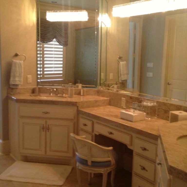 Large beige marble vanity