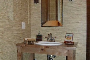 Rustic bathroom sink installed in a lake house