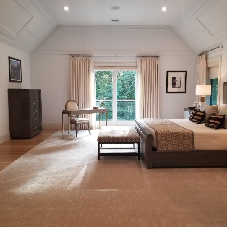 Bright interior bedroom design in Hamptons, NY