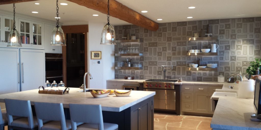 Modern lodge kitchen created by Park City interior designers