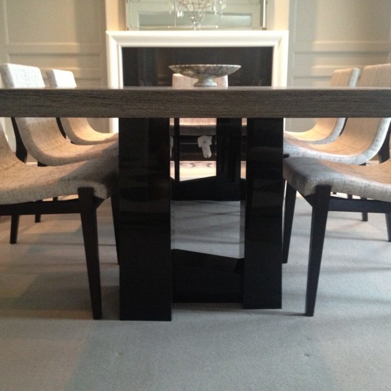 Black and gray dinning room table and chair design