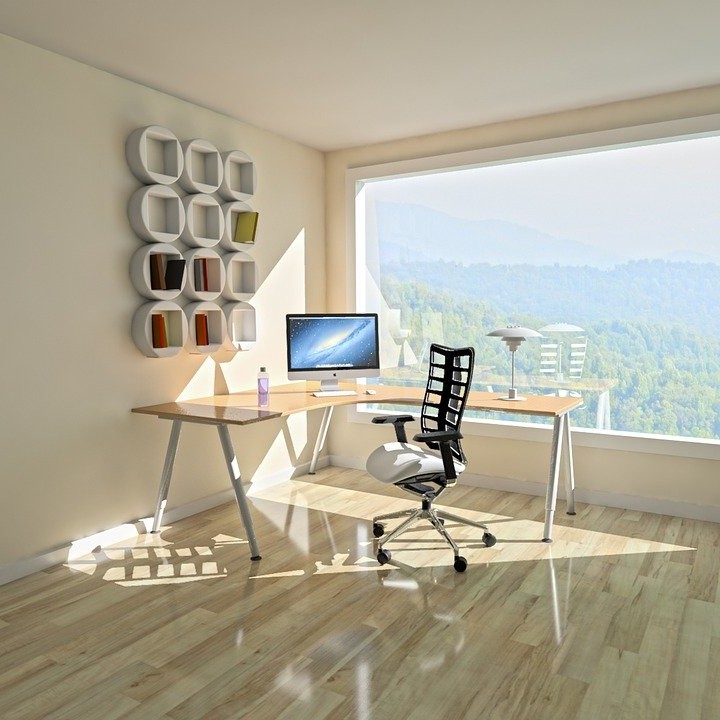 Simple and functional home office design near a window