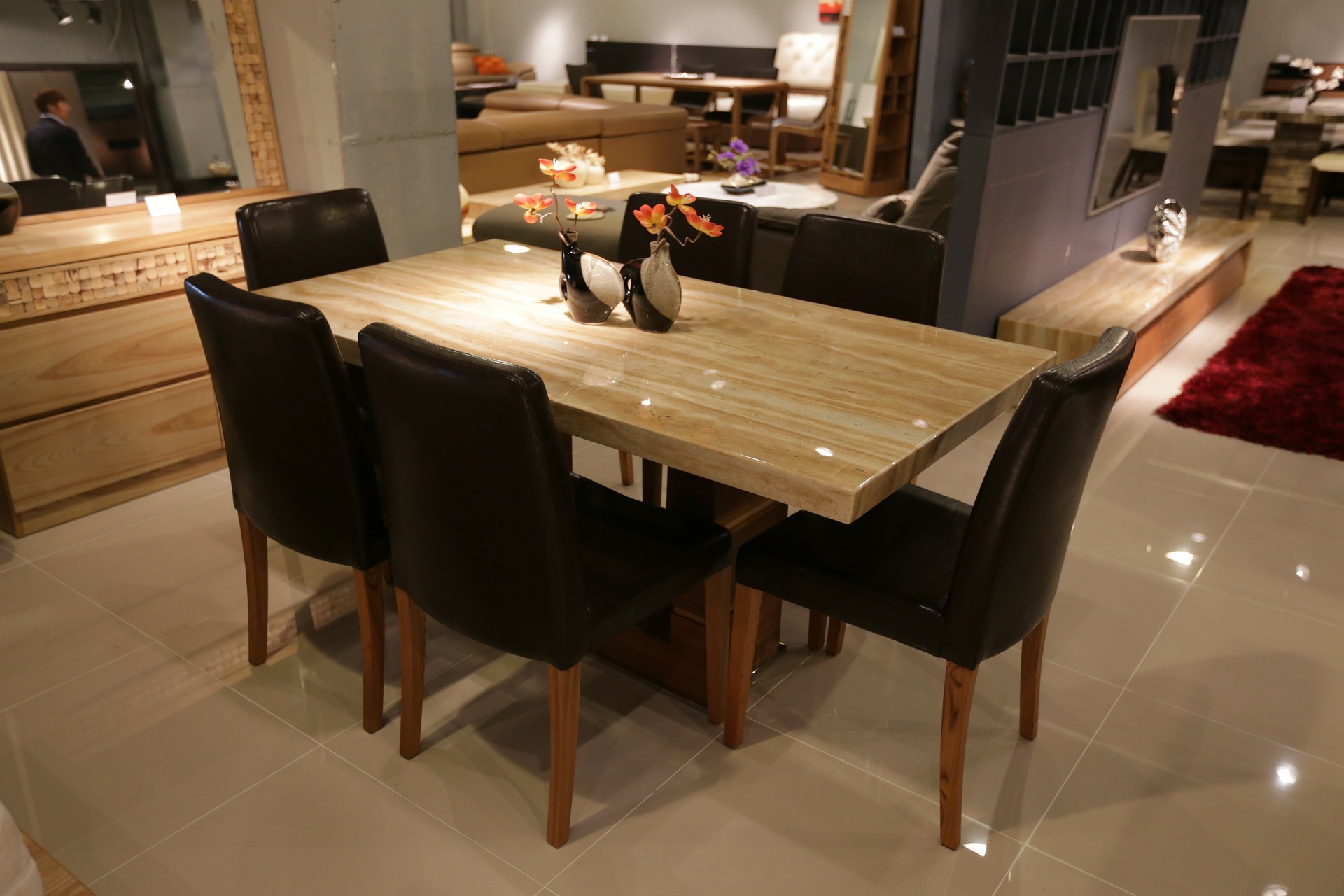 Wooden table as part of a beautiful dining room design