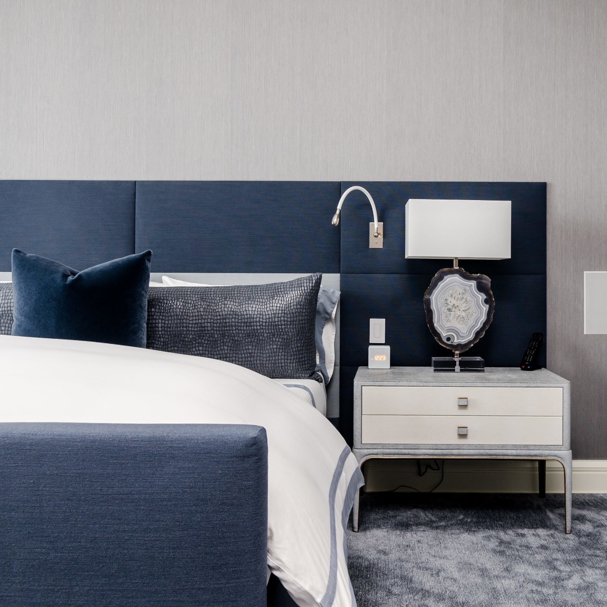 Blue master bedroom interior design